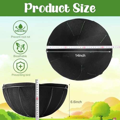 Adnee 2 Pcs 14 Inch Fabric Planter Basket Liner-Felt Flower Pot Liners-Hanging Plant Basket Fiber Insert for Garden Wall Hanging Planter Flower Vegetables(Round) - Thumbnail 2
