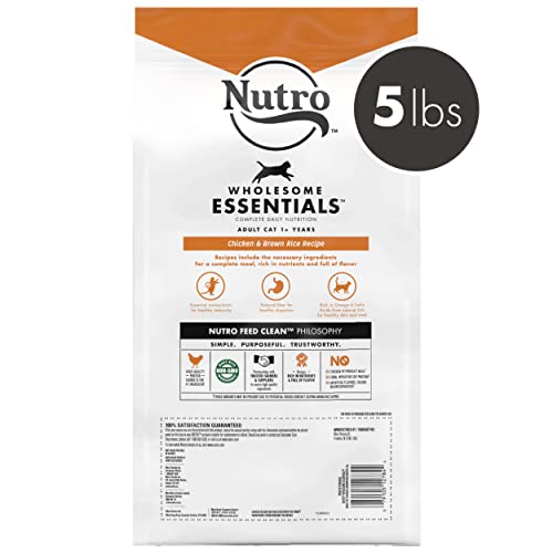 Nutro Wholesome Essentials Natural Dry Cat Food, Adult Cat Chicken & Brown Rice Recipe Cat Kibble, 5 Lb. Bag #TOP1