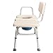 Bedside Commode with Transfer Bench,Padded Bath Chair w/Backrest & Arm,Height Adjustable Shower Chair Adult Potty Chair Commode Chair for Seniors Elderly Disabled, Supports up to 330Lbs,Creamy White