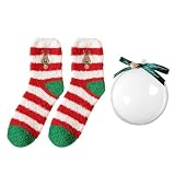 RJSQAQE Calcetines navideños con bola transparente, calcetines gruesos y acogedores de invierno, calcetines de forro polar suave para invierno