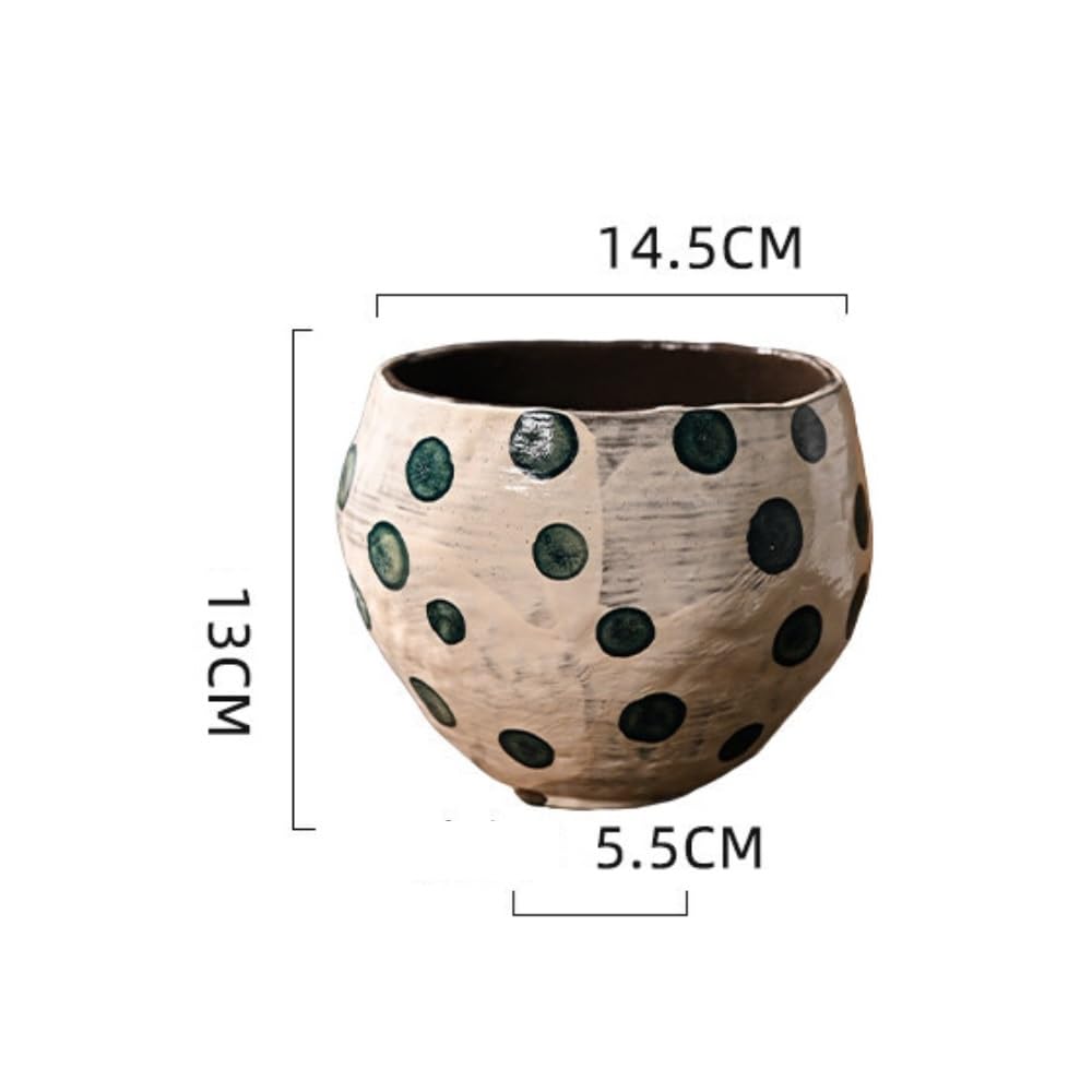 Vaso for fioriera in ceramica smaltata da 14,5 cm di diametro, con vaso for piante rotondo con foro di drenaggio for vaso da fiori for piante da interno ed esterno
