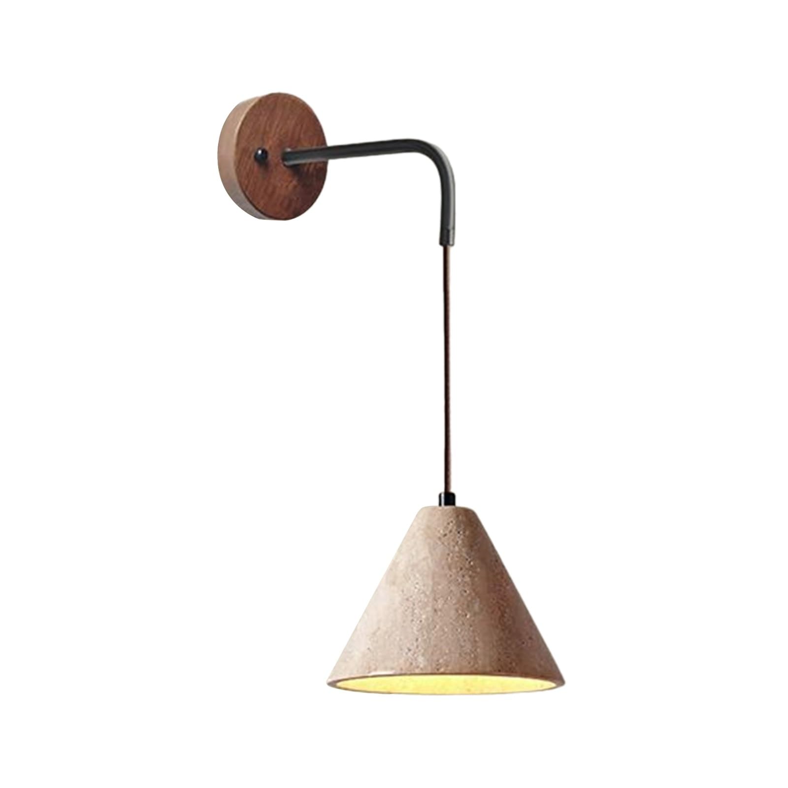 SXECAEPS Modern Wall Mount Light Fixture Travertine Sconce Wabi Sabi Lamp Natural Stone Sconces Lighting Living Room Bedroom Home Decor Lamps Wood Base(Beige)