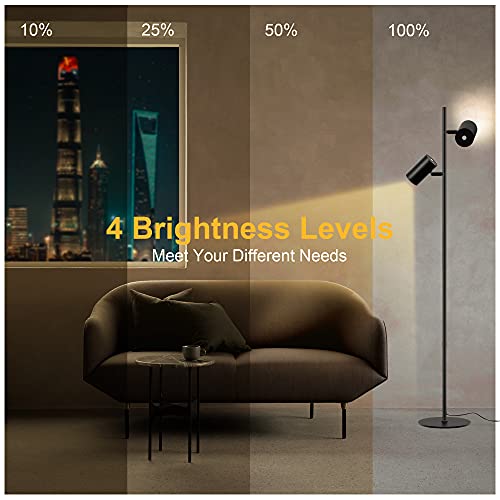 Industrial Floor Lamp For Living Room, Modern Reading Standing Lamps With Eye Care 2-Heads 4 Brightness 3000K Soft Light Led Tree Floor Lamp, Cri95 Tall Pole Natural Light Living Room Office Decor #TOP2