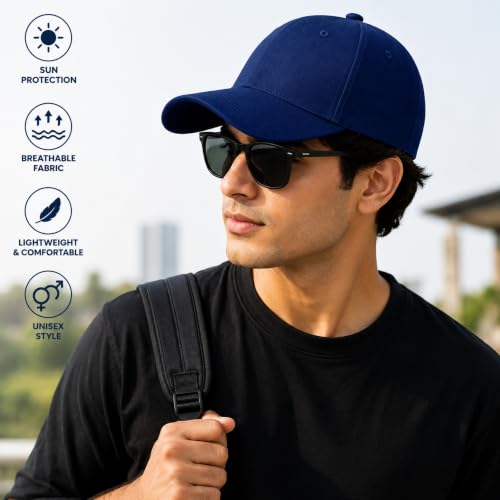 Image of Branded Cap for Men Women Unisex Boy's Girl's Topi Adjustable Strap Free Size Cotton Summer Sports Cricket Gym Dance Free Size