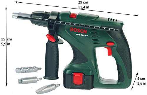 Theo Klein 8450 Bosch Schlagbohrmaschine I Schlagbohrer mit Rechts- und Linkslauf und auswechselbaren Aufsätzen I Maße: 29 cm x 15 cm x 4 cm I Spielzeug für Kinder ab 3 Jahren