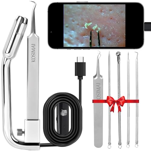Kosimai Black Head Remover for Face Tool Professional Pimple Popper HD Camera 30 Times Magnification 1080P (Silver)