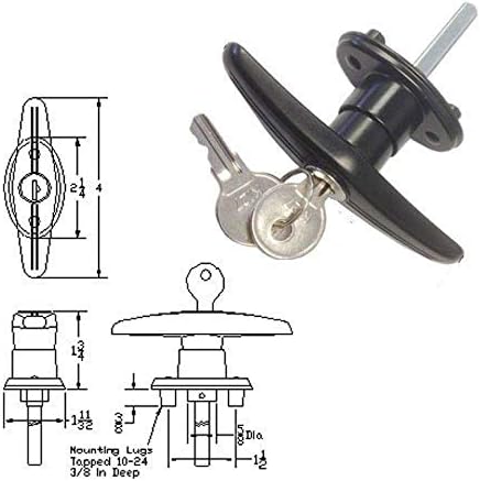 Gordon Glass® Truck Cap Locking T-Handle - Clockwise