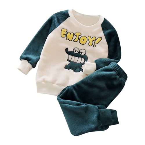 Kinder Fleece Zweiteiliger Schlafanzug Niedlicher Druck Mädchen Jungen Flauschig Fuzzy Pyjama Set Verdickt Winterschlafanzug Zweiteilig Homewear-Set...
