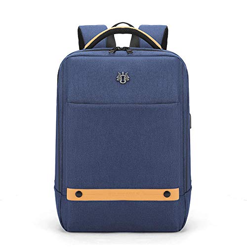 Mochila para computadora portátil impermeable Oxford azul con puerto USB escolar de gran capacidad
