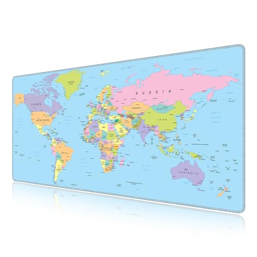 Carte du Monde XXL Tapis de Souris Gaming Lavable Grand Sous-Main Antidérapant et Fluide 3MM Épais