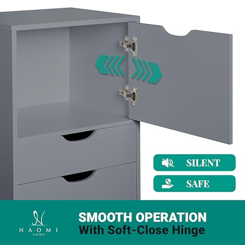 Image of Naomi Home 5 Drawer + 1 Cabinet Storage Organizer, Modern Mobile Cabinet for Home & Everyday Storage