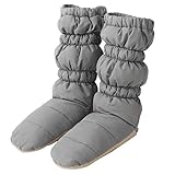 [mianshe] ロング丈 ルームブーツ 防寒 レッグウォーマー ルームソックス 部屋履き 冷え取り靴下 洗える あったか 男女兼用(26cmまで適応) グレー
