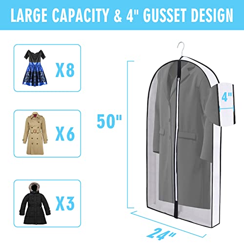 Winfong GARMENT BAGS For Hanging Clothes, Clear Moth Proof Suits Covers With 4 Inch Gussets For Closet Storage And Travel Hanging Clothes Bag thumb #1