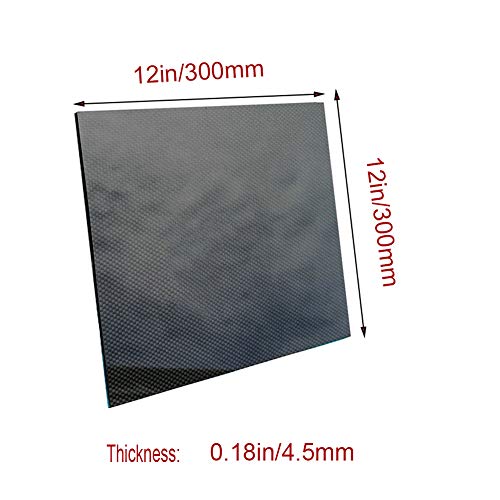 XMRISE 3K Carbon Fiber Board Sheet Plate Panel Plain Weave Pure Laminate Frame Glossy Surface for RC Drone Quadcopter,300mm x 300mm x 4.5mm