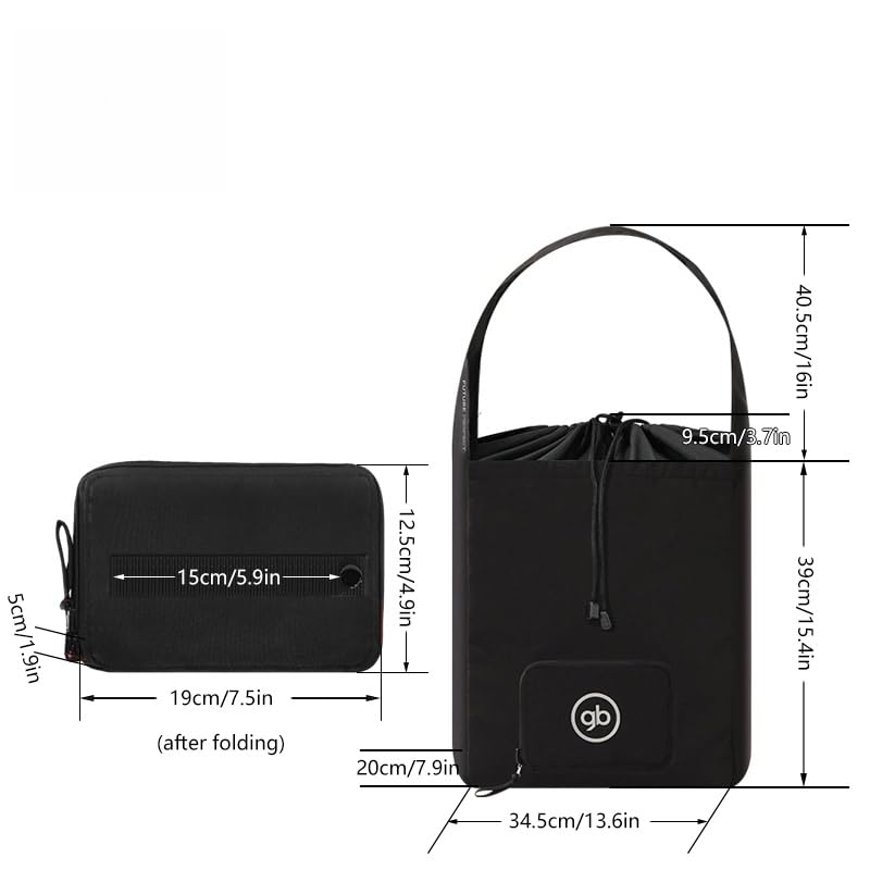 gb Travel Bag for Pocket/Pockit+ Stroller, Padded Interior, Shoulder Strap, Black