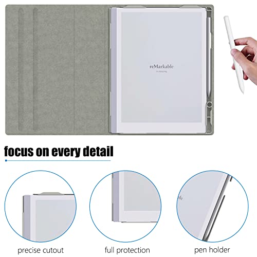E NET-CASE Case for Remarkable 2 Paper Tablet 10.3 inch 2020 Released, Smart Cover for The Remarkable 2 Paper Tablet with Pen Slot (Only for Original Pens), Not for Remarkable 1. (Gray)