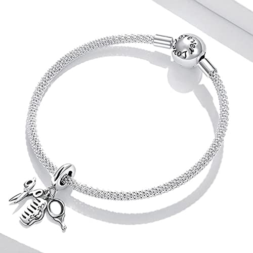Abalorio de olla de plata 925 compatible con pulsera para amantes de la cocina 4