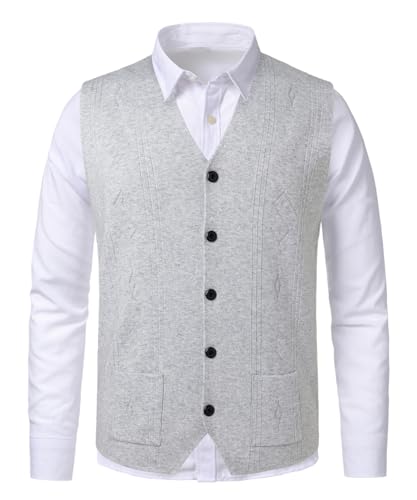 Men's Sweater Vest V-Neck Knitwear Sleeveless Cardigan Vest Warm Tank Top