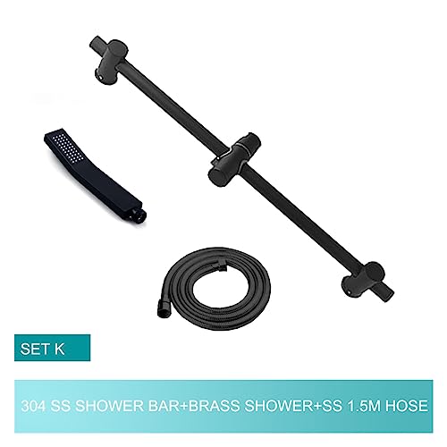 Ensemble coulissant de douche mural noir mat avec support réglable et mobile - 3