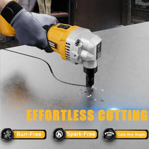 Image of MtiolHig Cordless Metal Nibbler Compatible with DeWalt 20V Battery,18-Gauge Electric Nibbler with Assist Handle & 2 Blades, 1900RPM Brushless Metal Cutter for Stainless Steel, Aluminum(Tool Only)