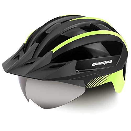 Bike Helmet for Men Women,Shinmax Safety Certificated Bicycle Helmet 1 Size Fits All Adult Helmet with Led Light&Detachable Magnetic Goggles&Removable Sun Visor Mountain Road Cycling Helmet SM-B23