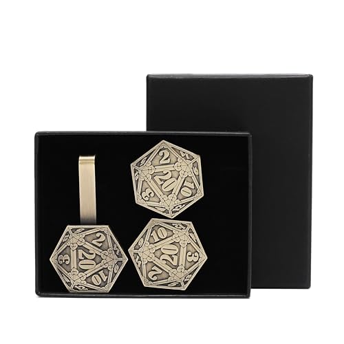 Set de Mancuernillas y Clip de Corbata D&D D20 miniatura 2