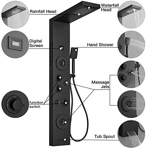Image of BWE Shower Panel Tower System Matte Black
