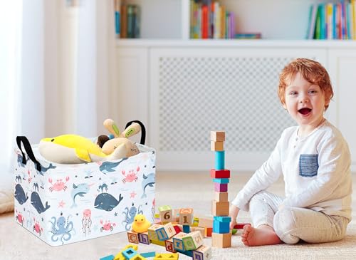 Image of MAIZMZ Baby Storage Basket Cute Gifts Basket Toys Organizer Waterproof Kids Hamper Nursery Bins Women Storage Cube for Home /Dorm /Kitchen /Pet /Office /Closet /Shelf /Room Decor