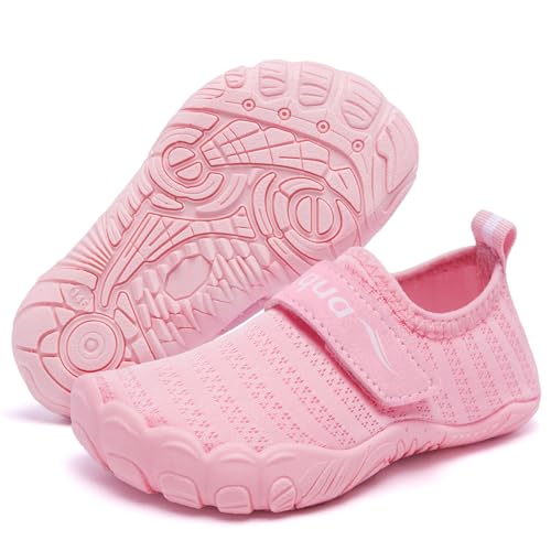 Racqua Toddler Water Swim Shoes Breathable Beach Shoes Non-Slip Aqua Shoes Comfortable Barefoot Shoes Shoes for Kids Boys Girls Pink 169T