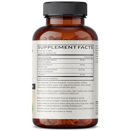 Futurebiotics Chill Pill + Ashwagandha, Rhodiola, St. John’s Wort, & L-Theanine - Non-GMO, 120 Vegetarian Tablets