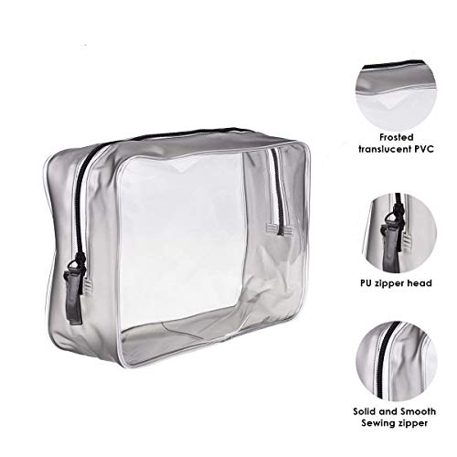 3 Pezzi Borse da Toilette Trasparente PVC Cerniera Sacchetto Impermeabile Cosmetici Trucco Portatrucchi Pochette da Toletta Organizer（Tre dimensioni）