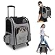 mumisuto Transportbox Katze mit Rädern 360° Drehbar, Transportbox Hund mit Taschen, Hundewagen Trolley-Rucksack, Tragbar und Atmungsaktiv, für kleine Hunde und mittelgroße Katzen bis zu 15 KG