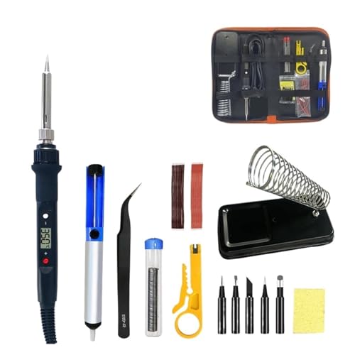 はんだごて セット 80W デジタルはんだごてセットキット 温度調節可能 LCD 溶接ツール セラミックヒーターはんだごて先端 はんだ除去ポンプ DIYや修理に多目的に使える(BLACK SET)