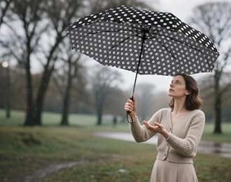 SIEPASA Windproof Travel Compact Umbrella-Automatic Umbrellas for Rain- Folding Umbrella, Travel Compact Umbrella.(Black Polka Dots)