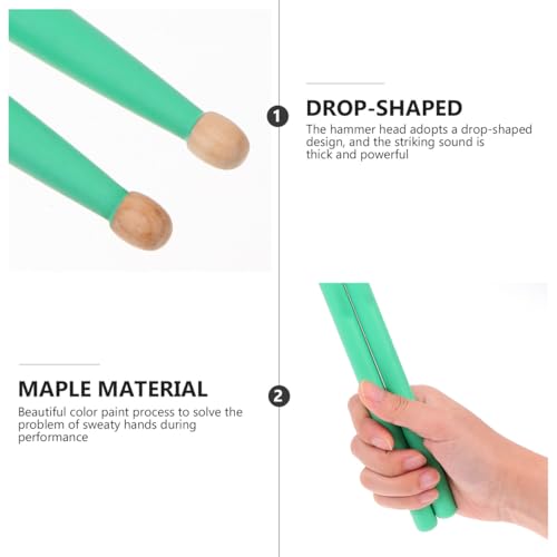 2 pares de baquetas de maple coloreadas para percusión, para principiantes, con agarre suave y peso balanceado para práctica miniatura 3