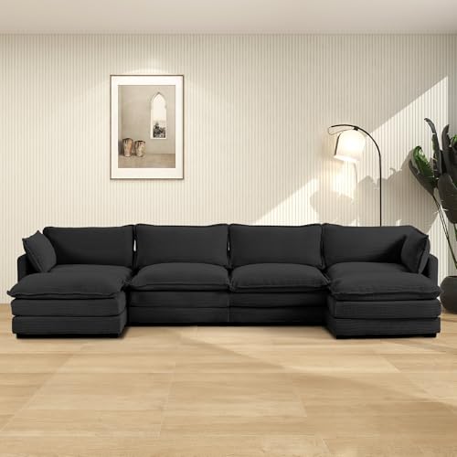 ROWHY 148'' Sectional Cloud Couch with 2 Ottomans, Oversized 4