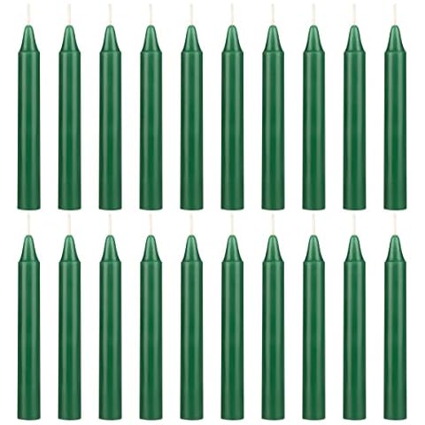 Mega Candles 20 pcs Unscented Green Exquisite Mini Taper Candles, 4 Inch Tall x 1/2 Inch Diameter, Magic Chimes, Enchantment, Rituals, Casting Spells, Witchcraft, Wiccan, Altar, Metaphysical Cover