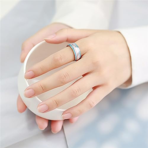 Image of Unisex 8mm Colorful Stripes Pride Ring | Stainless Steel, Unique Cool Enamel, Homosexuals LGBT Gay, Eternity Couple Wedding Band