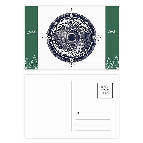 Cartes postales Vagues Boussole Cercle DIYthinker | Lot de 20 cartes d'art multicolores 14x10 cm