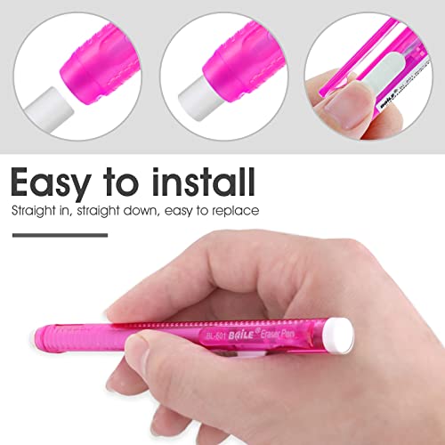 Cobee Pen-Style Eraser Set, 6 Retractable Click Eraser Pen Shells With 6 Erasers, Mechanical Eraser Pencil, Bar Erasers For Kid Students Teacher Artist Painting Writing Home School Office Supplies #TOP1