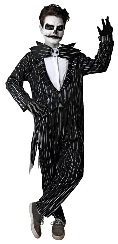 Gojoy shop- Disfraz deRey del Halloween,para Niños y Niñas Halloween,Carnaval. (Contiene:Chaqueta,Pantalón de Rayo,Pajarita,Guante de Hueso y Mochila de Cuerdas.) (10-12 años)