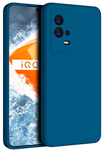 Image of Kapa Matte Lens Protective Back Cover for Vivo IQOO 9, Slim Silicone with Soft Lining Shockproof Flexible Full Body Bumper Case (Blue)