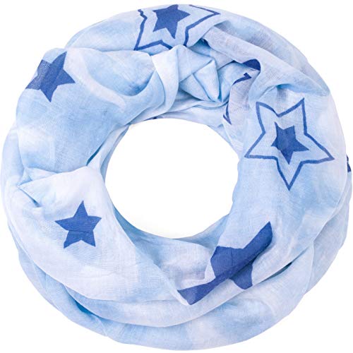 Faera Damen Schal Sterne Loopschal Damenschal Loop Sternenschal Rundschal Schal One size, SCHAL Farbe:Hellblau Cover