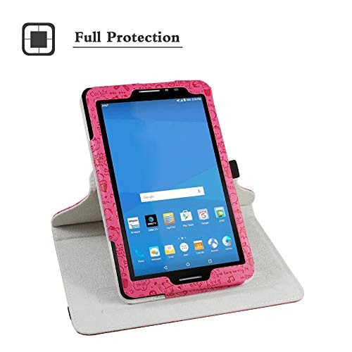 At&T Trek 2 Hd Rotating Case (Model 6461A),Mama Mouth 360 Degree Rotary Stand With Cute Cover For 8" Zte Trek 2 Hd K88 /Zpad 8 K81 Android Tablet,Rose Red #TOP2