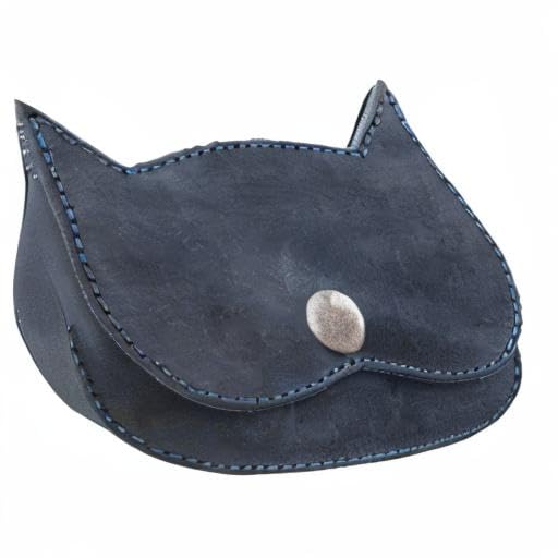 Image of Hide & Drink, Cat Shape Wallet Handmade from Full Grain Leather - Slate Blue