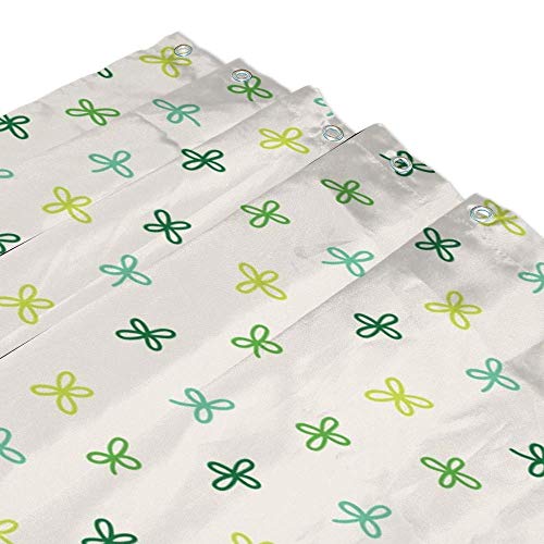 Rideau de douche en polyester trèfles vert beige CHEHONG moderne - 4