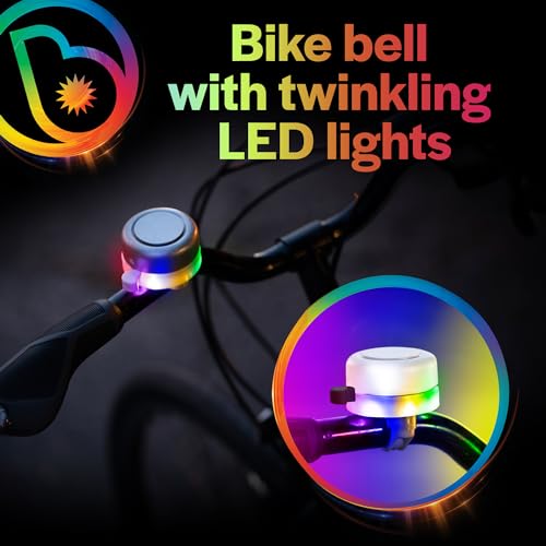 Image of Brightz BellBrightz LED Light Up Bike Bell for Kids & Adults - Twinkling Rainbow LED Halo Light - Easy Push Thumb Switch for Bell Sound Unique Bicycle Accessory for All Ages