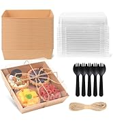 DeziWood 7 x 7 x 2.6 Inches Large Charcuterie Boxes with Clear Lids, 50 Pack Disposable Square Br...