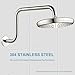 OFFO Shower Head Extension Arm 16 Inch, Brushed Nickel S Shaped High Rise Extender with Flange Shower Head Pipe Arm
