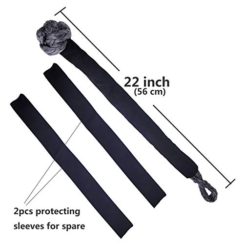 Ucreative 2Pcs Synthetic Soft Shackle 1/2 Inch X 22 Inch (56,000Lbs Max Breaking Strength) With Extra Sleeves (Gray) #TOP2